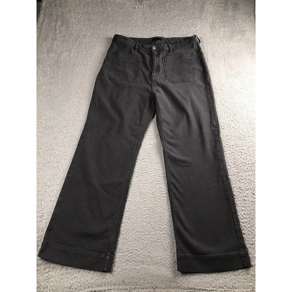 Quince French Terry Wide Leg Pants Women 16 (34x28) Dark Coal Gray Patch Pockets